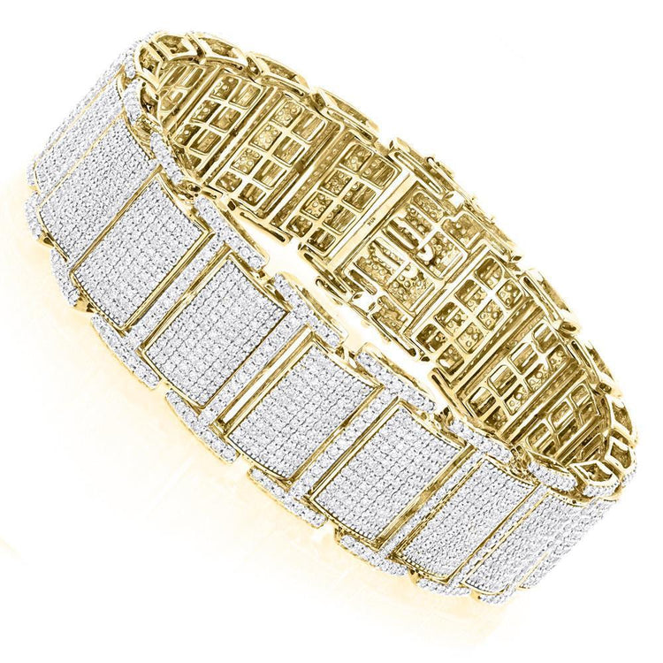 Round Cut 19 Carats Véritable Diamond Men's Ice Out Gold 14K Bracelet