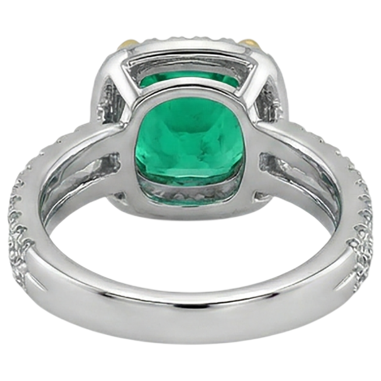 Émeraude Bague avec Gemme 4 carats Or Bicolore 14 Carats – vue détaillée