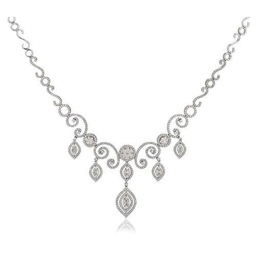 Round Cut F Vvs1 7.00 Ct Réel Diamants Collier Femme Or Blanc 14K