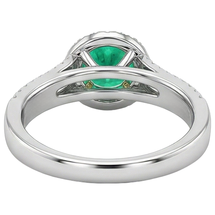 Émeraude Colombienne Taille Brillant Bague Pierre Précieuse en Or 14K Bicolore – vue détaillée