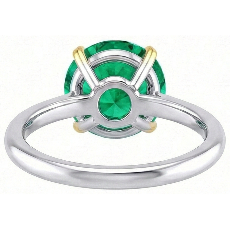 Émeraude Bague Pierre Précieuse 4-carats Or 14K Bicolore – vue de dessus