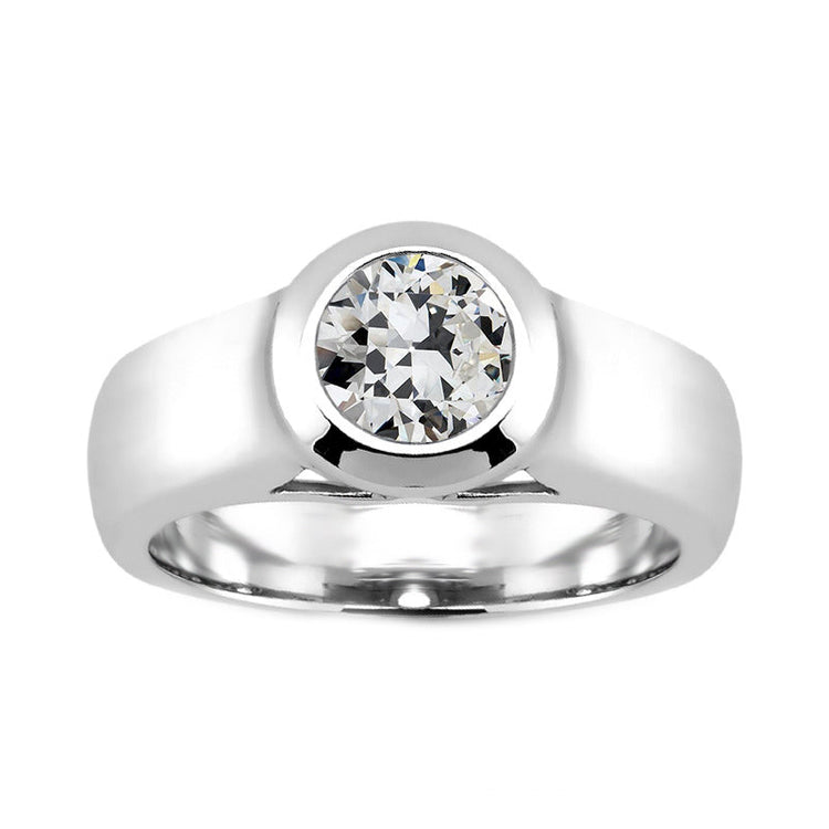 Taille Old Mine Diamant bague en Or Blanc 14 Carats – vue principale