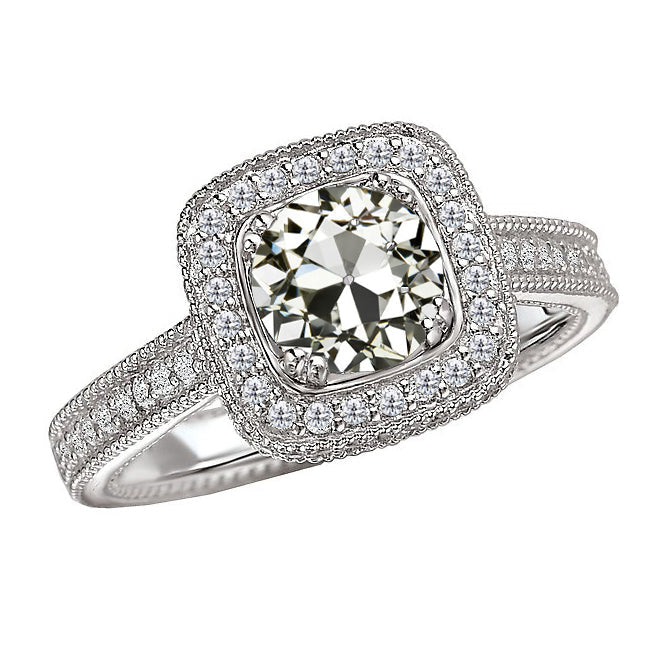 Brillant Bague Sertie Halo 3-carats Or Blanc 14 Carats – vue principale