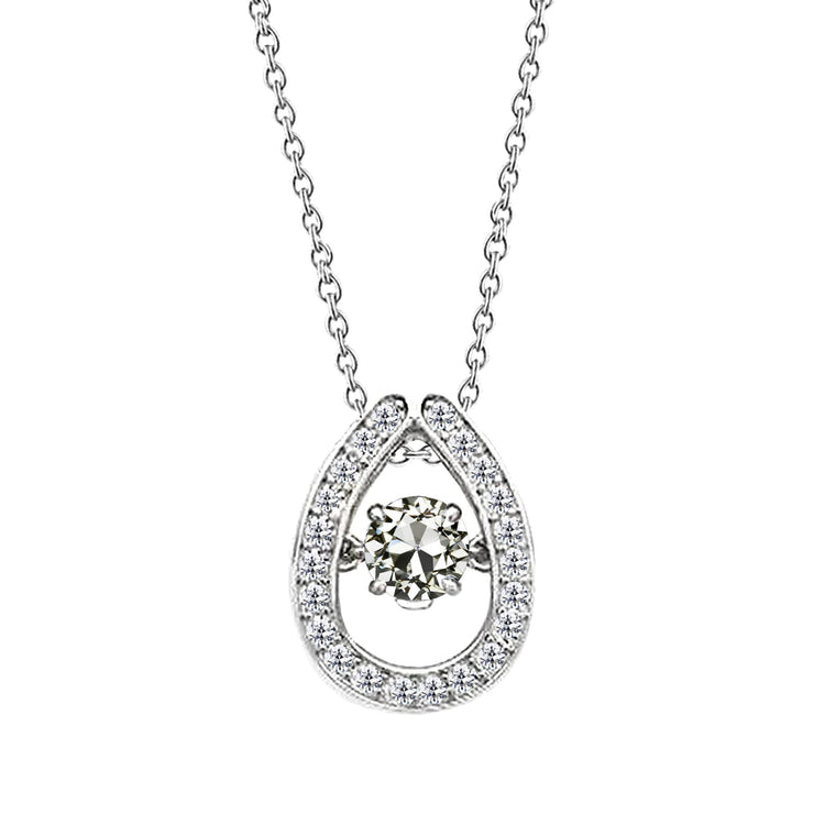 Pendentif Goutte Or Blanc 14 Carats avec Diamant – vue principale