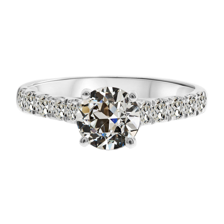 Brillant Bague Solitaire avec Accents 3 carats Or 14K Blanc – vue principale