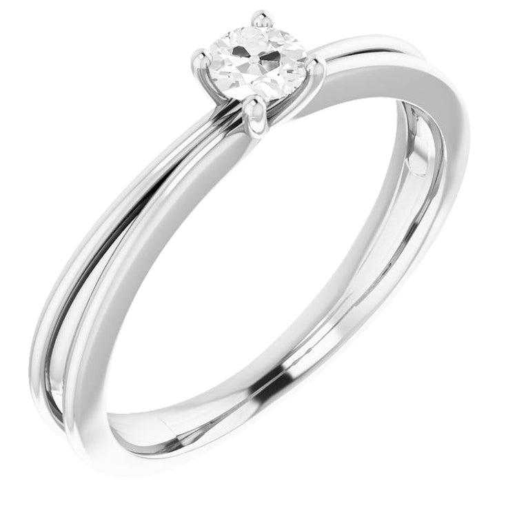 Diamant Fin Coussin Antique Solitaire de Fiançailles en Or Blanc 14 Carats – vue principale