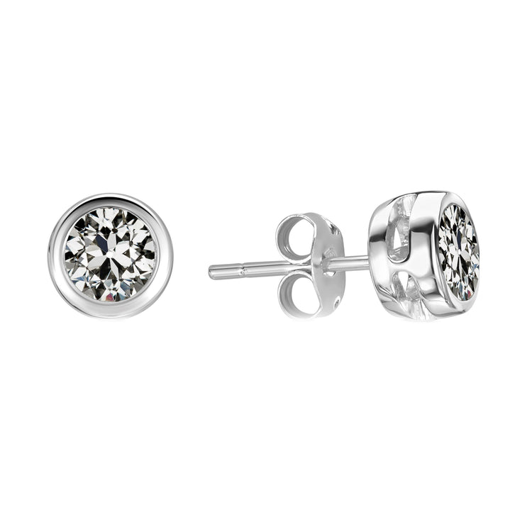 Diamant Fin Coussin Antique Pendants d'Oreilles en Or 14K Blanc – vue principale