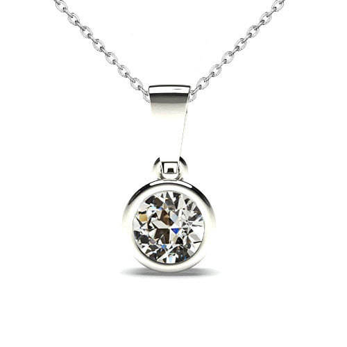 Diamant Fin Collier Pendentif 1-carats Or 14K Blanc – vue principale