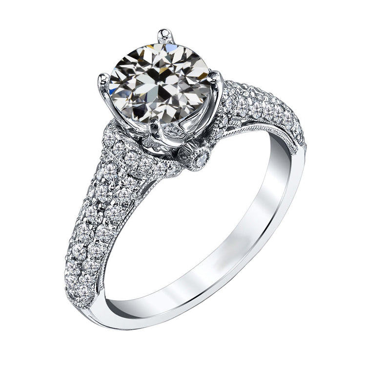 Diamant Bague Solitaire avec Accents 3 carats Or 14K Blanc – vue principale