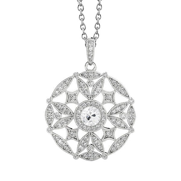 Pendentif Goutte Or 14K Blanc avec Diamant Fin – vue principale