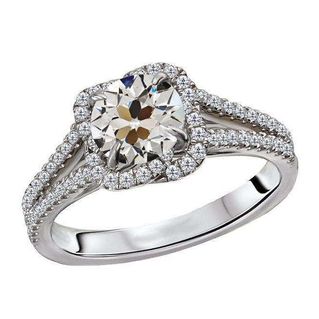 Brillant Bague Sertie Halo 4 carats Or Blanc 14 Carats – vue principale