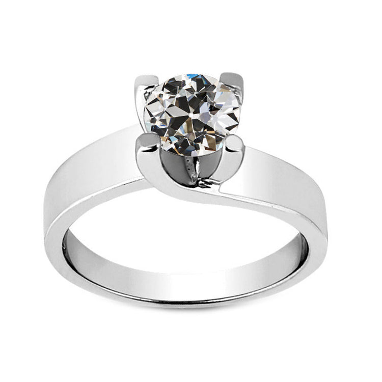 Coussin Antique Diamant bague en Or Blanc 14 Carats – vue principale