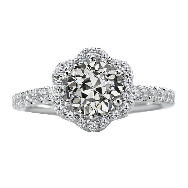 Diamant Fin Bague Solitaire avec Accents 1,50 carats Or Blanc 14 Carats – vue principale