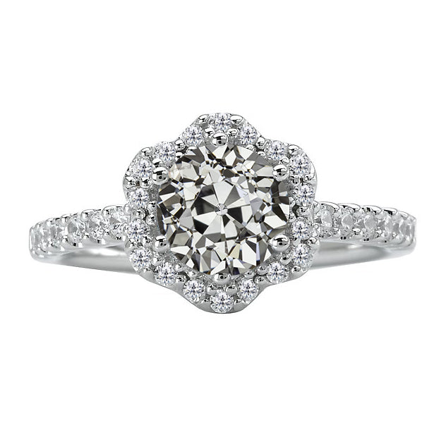 Diamant Fin Bague Solitaire avec Accents 1,50 carats Or Blanc 14 Carats – vue principale