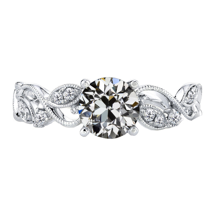 Coussin Antique Diamant bague en Or Blanc 14 Carats – vue principale