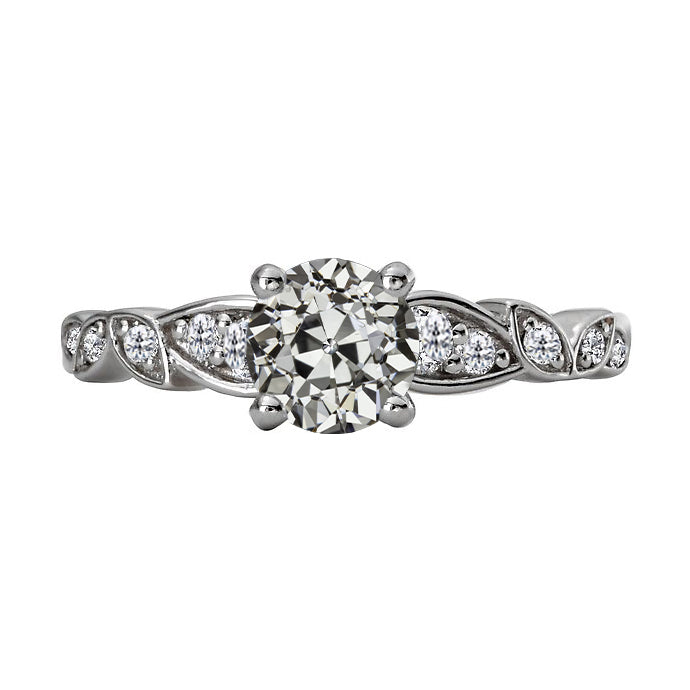 Diamant Fin Taille Old Mine Bague Nuptiale en Or Blanc 14 Carats – vue principale