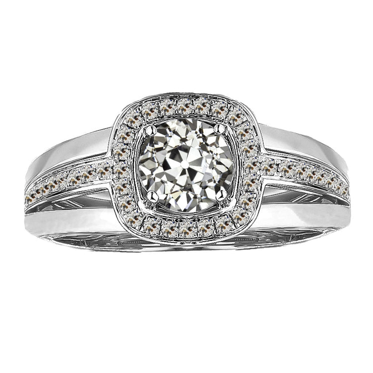 Diamant Fin Bague de Fiançailles Halo 2 carats Or 14K Blanc – vue principale