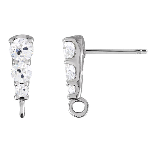 Diamant Boucles d'Oreilles 1,50-carats Or 14K Blanc – vue de face