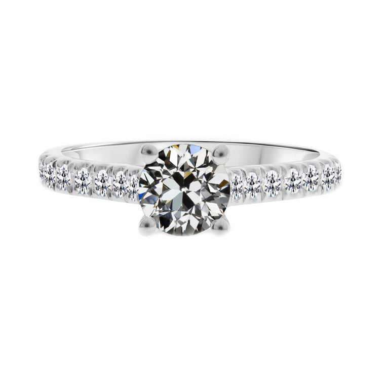 Bague Solitaire avec Accents Or 14K Blanc avec Diamant Fin – vue principale