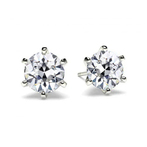 Diamant Taille Old Mine Boucles d'Oreilles en Or Blanc 14 Carats – vue principale