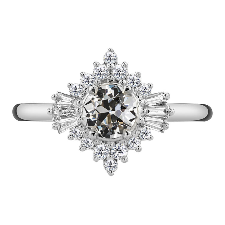 Bague Halo Or 14K Blanc avec Diamant Fin – vue principale