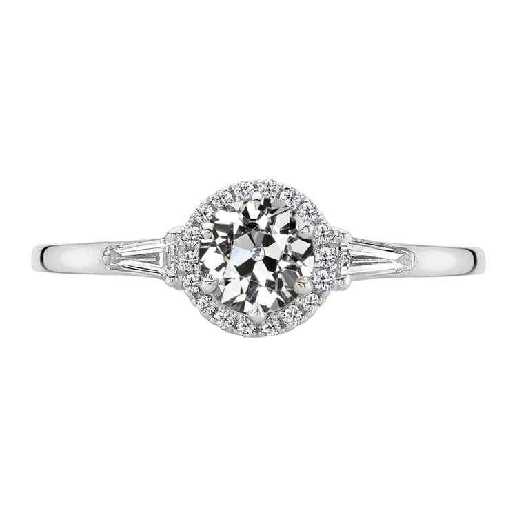 Bague Sertie Halo Or Blanc 14 Carats avec Diamant – vue principale