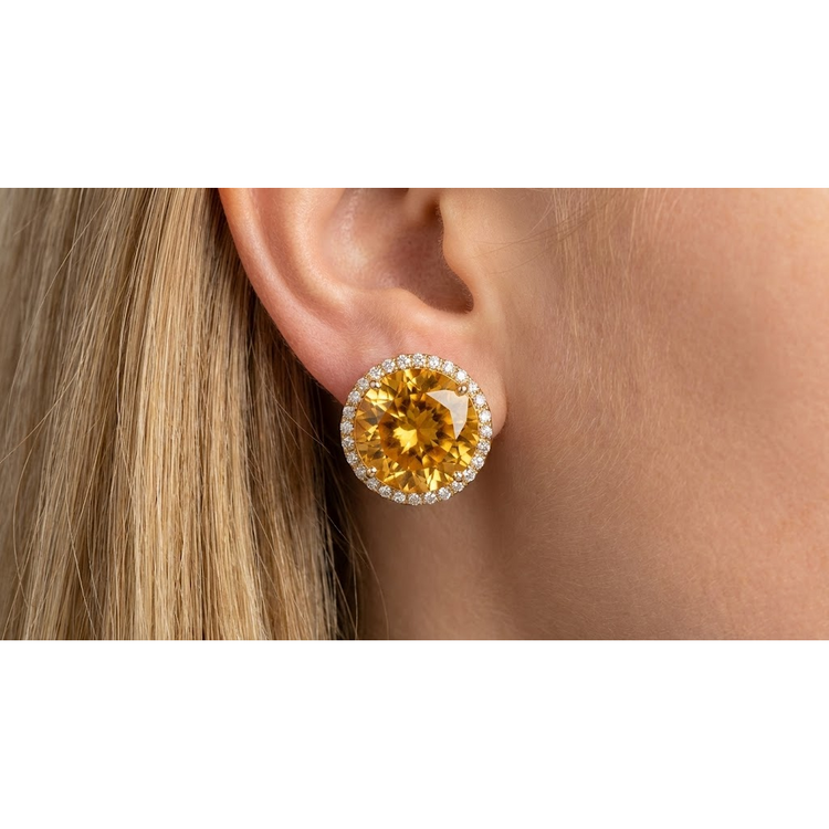 Fin Citrine Gemstone Earring 30,80 carats – vue de profil