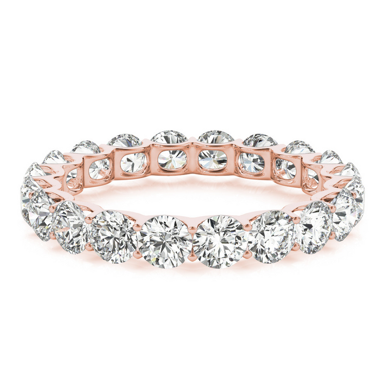 Brillant Taille Ronde Eternity Band en Or Rose 14 Carats – vue de côté
