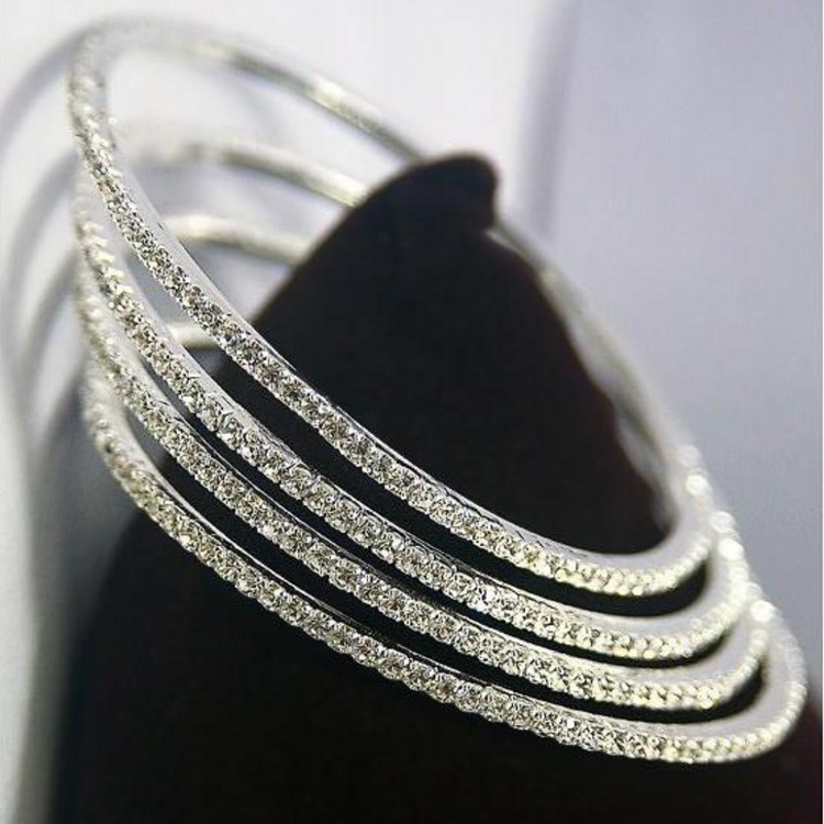 Diamant Bangle 2,00 carats Or Blanc 14 Carats – vue de côté