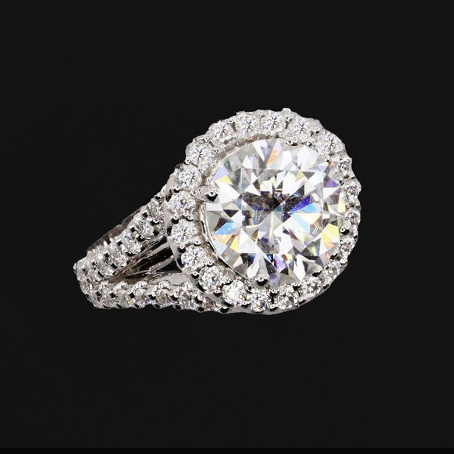 Brillant Bague Sertie Halo 2,50 carats Or 14K Blanc – vue de côté