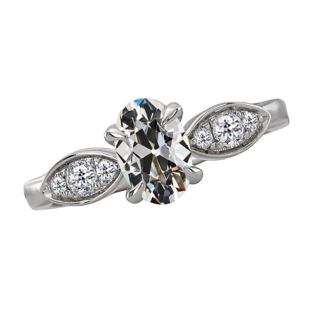 Brillant Taille Old Mine Anniversary Ring en Or Blanc 14 Carats – vue principale