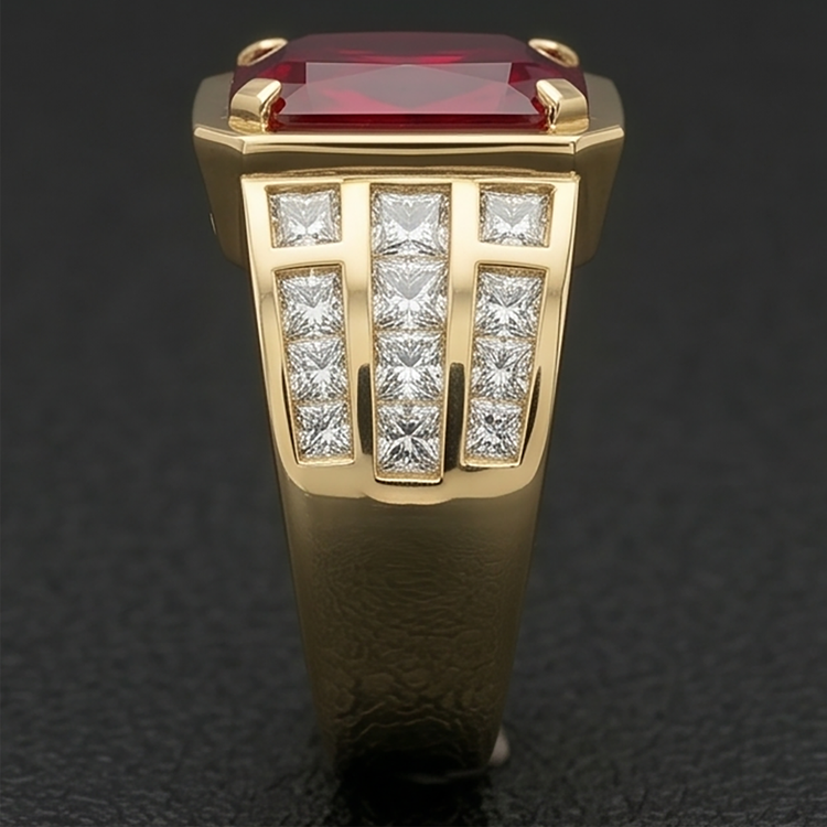 Rubis Sang de Pigeon taille Taille Radiant Bague pour Homme