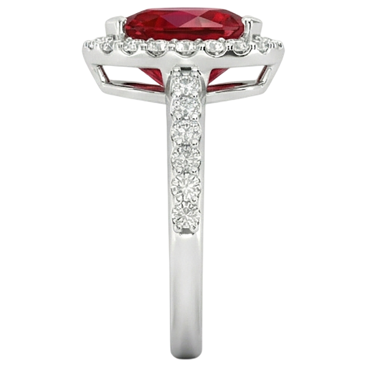 Rubis taille poire avec bague en diamant en or blanc 14K Bijoux 2.5 Ct.