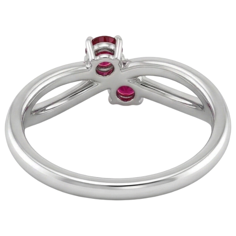 Ruby Stone Promesse Bague Ruban Tige Style Or Blanc 14K 0.50 Carats