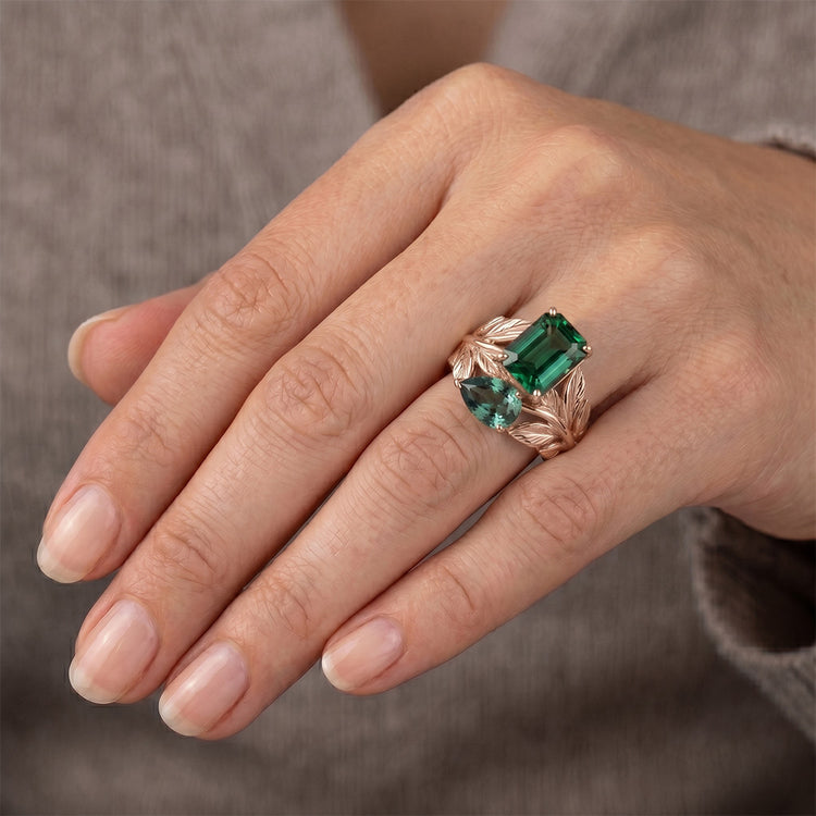 Saphir Bleu Bague Pierre de Couleur – Or 14K Rose 2,50 carats
