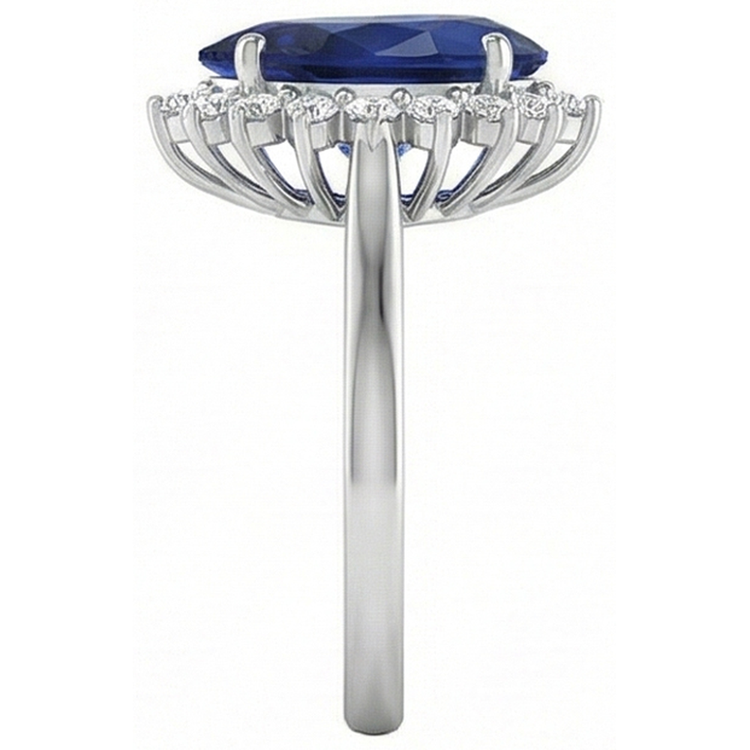Saphir bleu taille poire de 1.75 ct avec bague en diamant Lady Gold