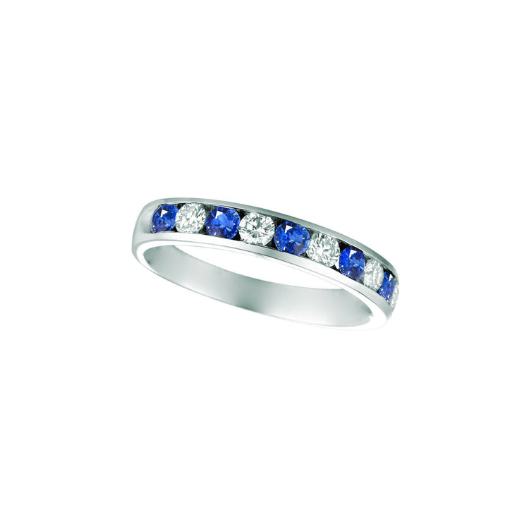 Saphir Bleu Taille Brillant Bijoux en Or Blanc 14 Carats – vue principale