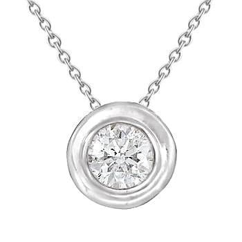 Scintillant Solitaire Rond Pendentif Véritable Diamant Lunette Sertie Or Blanc 1.5 Ct