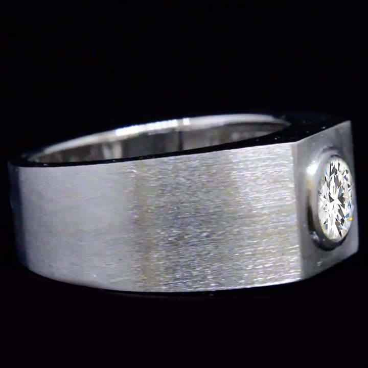 Serti de Lunette Diamant Bague Pour Homme Épais Bande