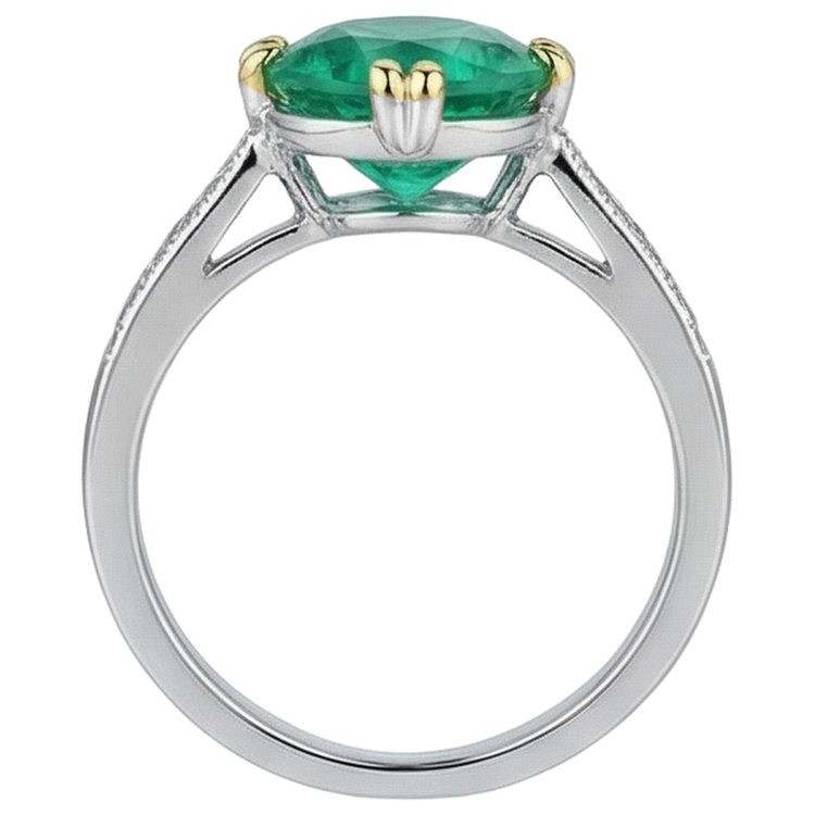 Émeraude Fine Bague avec Gemme 3,50-carats Or 14K Bicolore – vue arrière