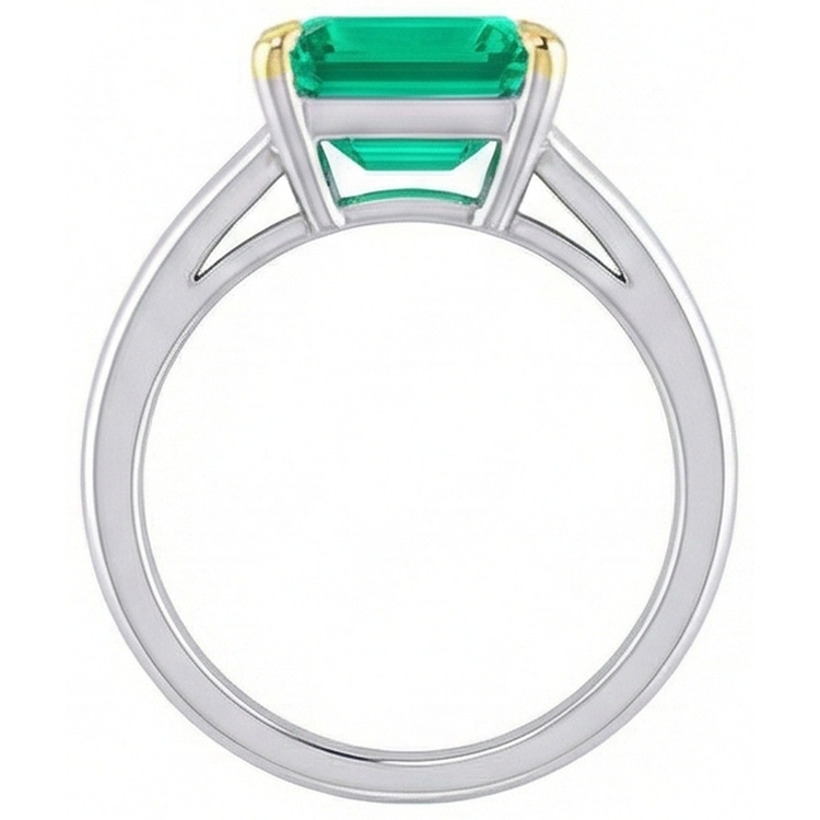 Taille Asscher Émeraude bague en Or 14K Bicolore – vue de dessus
