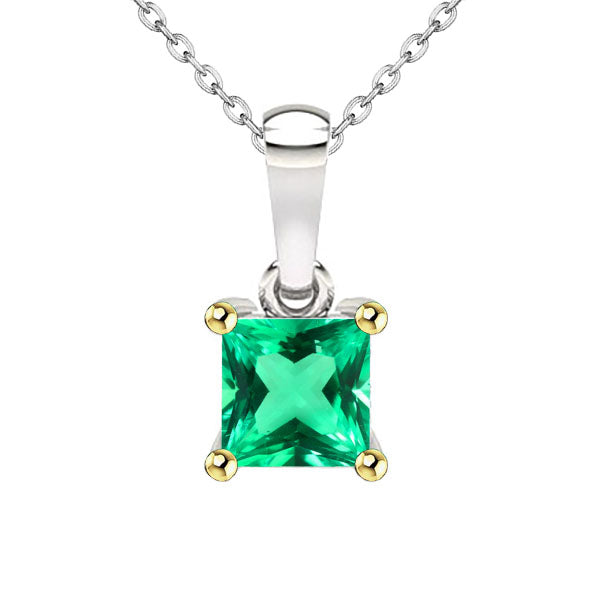 Émeraude Fine Collier Pendentif Pierre 3 carats Or Bicolore 14 Carats – vue principale
