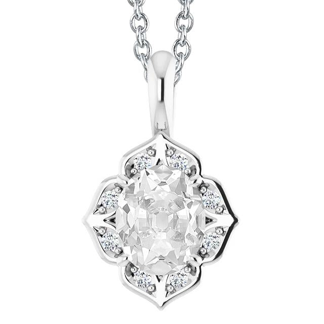 Slide Naturel Diamond Pendentif Collier 5 Carats Ovale Vieux mineur Flower Style