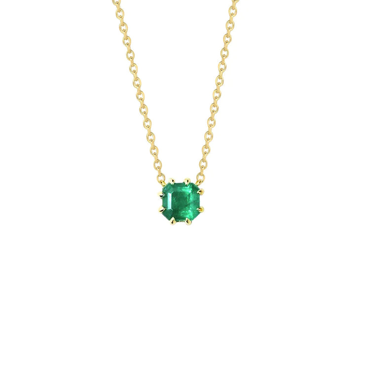 Solitaire 3 Carats Radiant Green Emerald Pendentif Collier Pendentif Pierres Précieuses