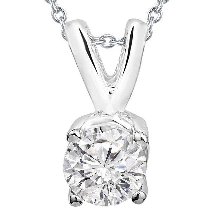Solitaire 3 Ct. Collier Pendentif Véritable Diamant Or Blanc