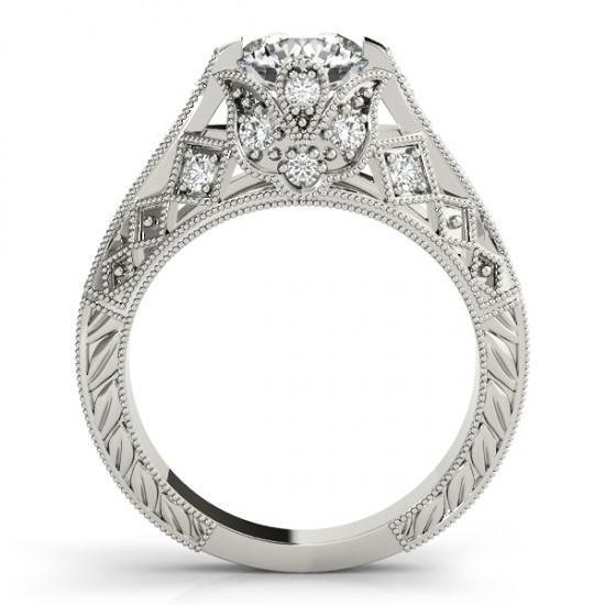 Solitaire Avec Accent 1.50 Ct. Bague De Fiançailles En Or Blanc Et Réel Diamants