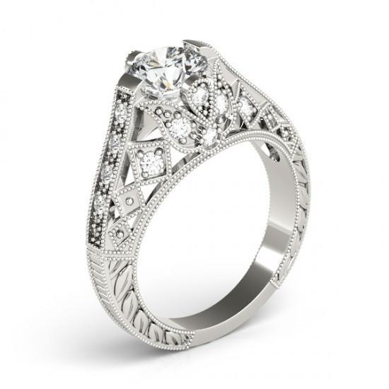 Solitaire Avec Accent 1.50 Ct. Bague De Fiançailles En Or Blanc Et Réel Diamants