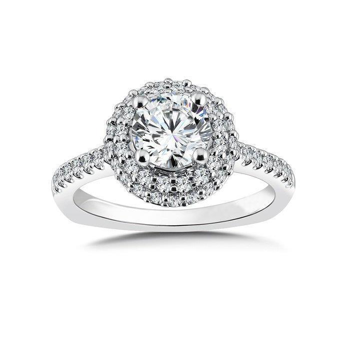 Solitaire Avec Accent 4.50 Carats Naturel Diamants Halo Bague Or Blanc 14K
