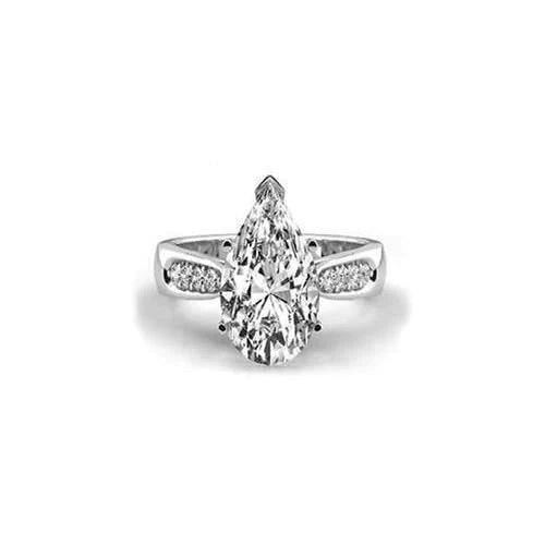 Solitaire Avec Accents 1.96 Carats Sertie De Bagues En Réel Diamant Taille Poire