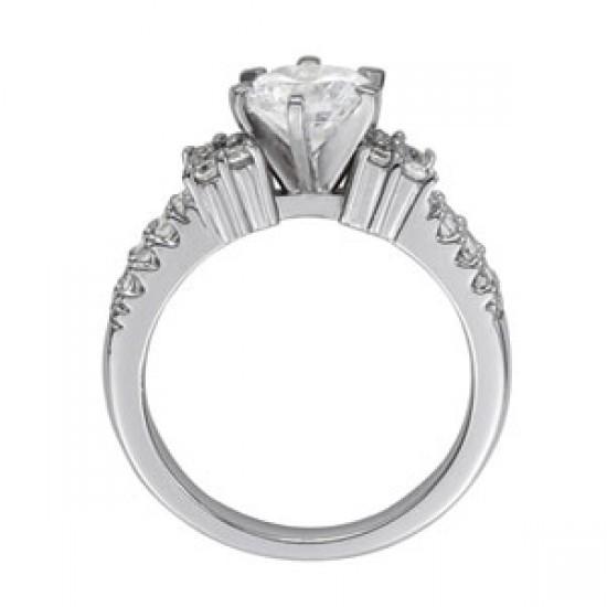 Solitaire Avec Accents Bague Fantaisie De Fiançailles Naturel Diamant 2 Carats Or 14K